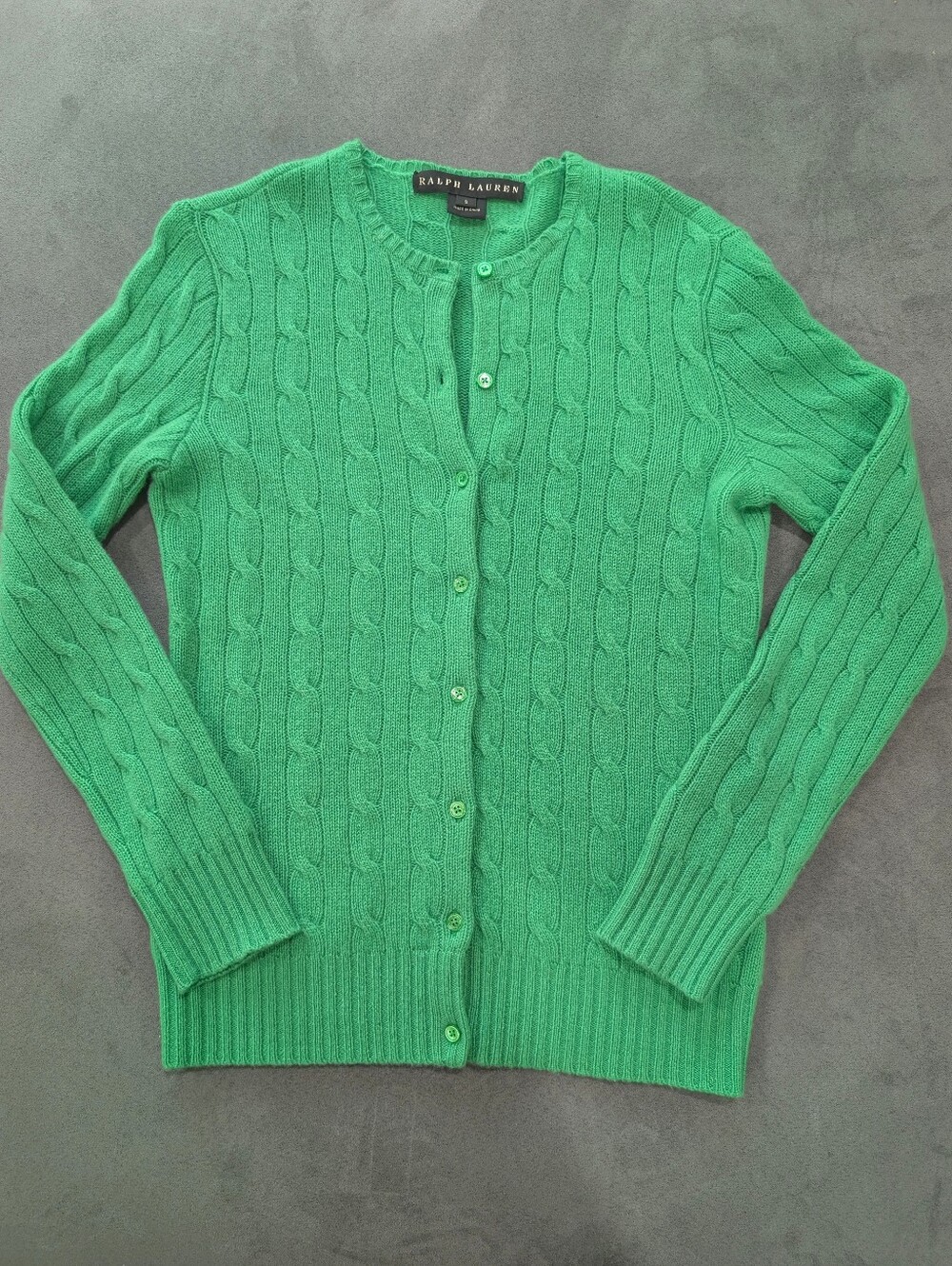 Ralph Lauren Cashmere Cable-Knit Button-Up Cardigan Size Small